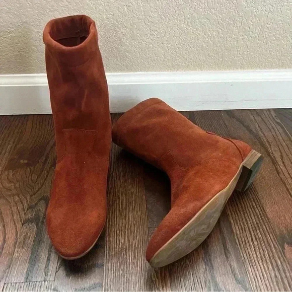 Free People Ashville Slouchy Suede Leather Ankle Boots Size 36, US 6 Rust 935296 - Picture 2 of 16